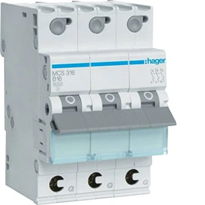 Bild av Hager MCS316 kretsbrytare 3 fas 16 A 230 V, 400 plast, grå