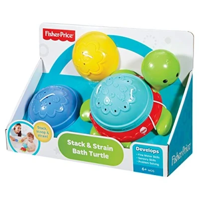 Bild av Fisher Price Stack och sil badsköldpadda, baby stapla flytande badleksak, 6 månader plus