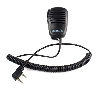 Bild av Retevis Walkie Talkie högtalare mikrofon 2 stift axelmikrofon kompatibel med tvåvägsradio RT24 RT28 RT27 RT22 RT85 RT618 eSynic Baofeng UV 5R BF 88S Kenwood axelhögtalare (1 st)
