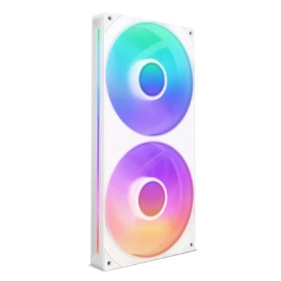 Bild av NZXT F280 RGB Core 280mm fläktenhet med en ram och 2 x 140mm fläktar Hastighets belysningskontroll Högt statiskt tryck luftflöde Vätskedynamiska lager 8 aRGB lysdioder Vit