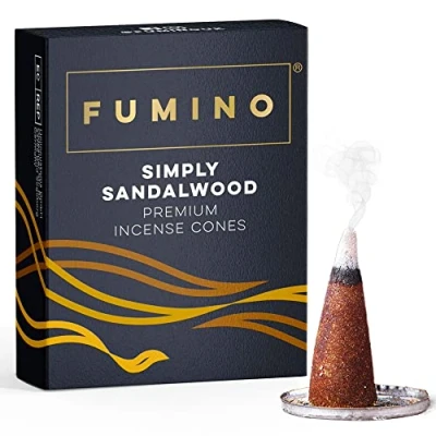 Bild av Fumino® Simply Sandelträ färsk rökelsekoner 20 per låda Masala Agarbatti Joss doftdoft för avkoppling och meditation, hem husinredning