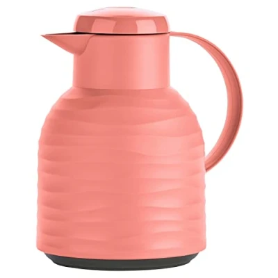Bild av Emsa N40107 Samba Wave vakuumkanna Quick Press plast glasoleringskolv kaffekanna: 12 h varm/24 kall 100% tät Vågkorall 1,0 liter