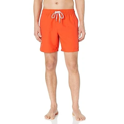 Bild av Amazon Essentials Men&#039;s Snabbtorkande badtröja 18 cm (7 tum), Ljust orange, S
