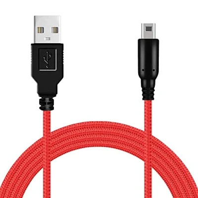 Bild av OcioDual Flätad USB Kabel, 1,5 m, Röd, Kompatibel med Ninten DSi, DSi XL, 2DS, New 2DS 3DS, 3DS Laddning och Data, Anti Trasselbeläggning