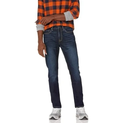Bild av Amazon Essentials Men&#039;s Jeans smal passform, Tvättad indigoblå, 34W / 32L