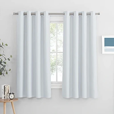 Bild av Pony Dance Gråvita gardiner barnrum barngardiner sovrum termisk gardin värmeisolerande mörkläggning öljettskynke, set om 2 stycken H 158 x B 132 cm