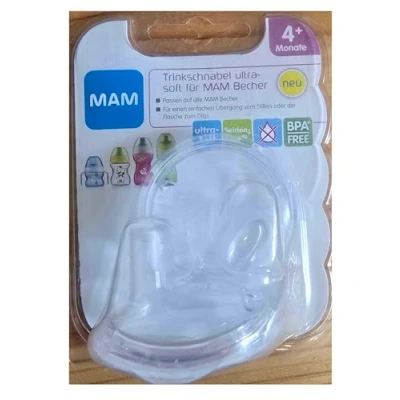 Bild av MAM drickpip ultramjuk, extra mjuk lämplig för alla koppar, droppfri och idealisk övergång från amning eller flaska till glas, 4 månader, genomskinlig