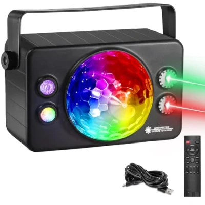 Bild av Discokula discoljusfestljus musikstyrd LED stroboskop disco ljus dj partybelysning festbelysning utomhus bolllampor 10 W RGB scenlampor med fjärrkontroll för festdekoration