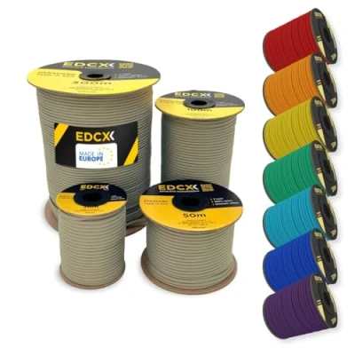 Bild av EDCX 4mm Nylon Paracord 550 30m (100 fot) Typ III, 100% nylonrep, 7 trådsrep, nylonrep i enfärgade färger (Tan, 30 m)