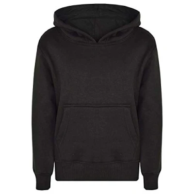 Bild av A2Z 4 Kids Barn Flickor Pojkar Tröja Top Designer Tillfällig Plain Sweat Hoodie Black 9 10