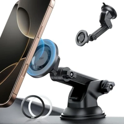 Bild av ESR för MagSafe, bilmontering, magnetisk telefonhållare bil, vindruta, bilmontering iPhone 16, 15 Pro Max Plus 14, 13, 12 mini, biltillbehör, laddning stöds inte, metallgrå