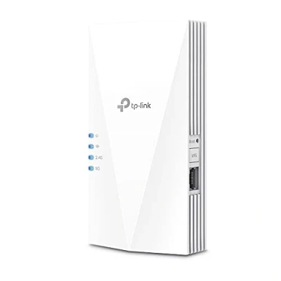 Bild av TP Link RE600X WiFi 6 WLAN förstärkare, repeater AX1800 (dubbelt band 1201 Mbit/s 5 GHz + 574 2,4 GHz, MU MIMO, Gigabit port, maxiamle skydd, kompatibel med alla routrar), vit