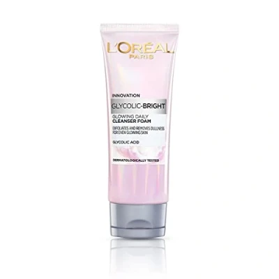 Bild av L&#039;Oreal Paris Glycolic Bright Daily Foaming Face Cleanser, 100 ml Glykolsyra ansiktstvätt för matt hud Daglig lysande ansiktsrengöring