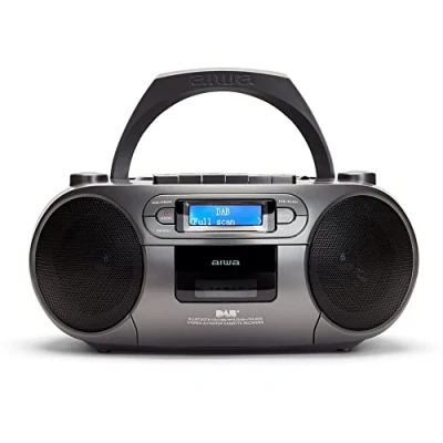 Bild av Aiwa BBTC 660DAB/MG: Bärbar radiokassett med CD, Bluetooth och USB, kassettinspelare, RDS, FM PLL, Dab+, Distance Control, Färg: Metalliserad Grå