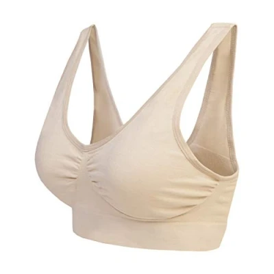Bild av Boolavard bekväm behå, klassisk dambustier, push up och utan bygel, 1 pack 3 pack, Beige, XXL