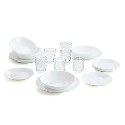 Bild av Arcopal Komplett vit servis set för 6 personer, 18 delar med glas 26 cl, opal, enkel, 19