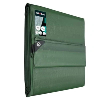 Bild av Bâche de Protection Exterieur Bois imperméable avec œillets renforcés 4 x 8 m Vert 120 g/m²
