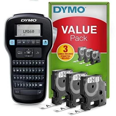 Bild av DYMO LabelManager 160 bärbar märkningsenhet startset etikettmaskin med QWERTZ tangentbord och enkel textbearbetning 3 rullar för D1 etiketter i 6, 9 12 mm bredd