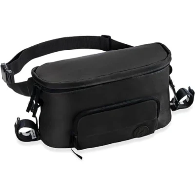 Bild av hauck 2 i 1 midjeväska och barnvagnsväska, stor barnvagnsorganisatör höftväska, crossbody bröstficka för kvinnor män, enkel fastsättning på barnvagnen, långt justerbart bälte (svart)