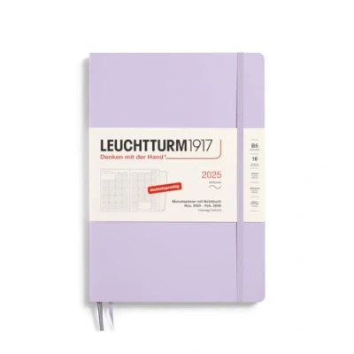 Bild av LEUCHTTURM1917 370602 månadsplanerare och anteckningsbok 2025, komposition B5 mjukt fodral 16 månader, 80 g, linjerad lila