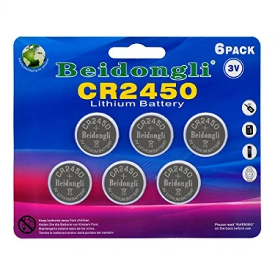 Bild av CR2450 3 v litiumbatteri knapp myntcellsbatteri för klockor miniräknare ledljus (6 pack)