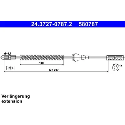 Bild av ATE 24.3727 0787.2 Câble De Frein 217 OPEL: Corsa C 3/5 portes, VAUXHALL: Mk2