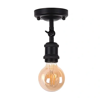Bild av TWSXTE Retro industriell taklampa, vintage vägglampor, antika strålkastare, taklampor och vägglampor i levande sovrum, E27 uttag, för LED lampor upp till 60 W (svart)