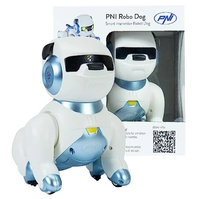 Bild av PNI Interaktiv intelligent robot Robo Dog, röstkontroll, touch knappar, vitblå, batteri ingår 3,7 V 350 mAh