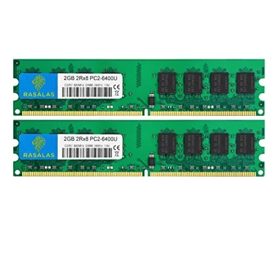 Bild av Rasalas DDR2 800 PC2 6400 4GB Kit (2 x 2 GB) Udimm RAM Desktop 6400U 2RX8 1,8V CL6 240 Pin Icke ECC obuffrat minne för stationär dator