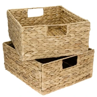 Bild av HMF Förvaringskorg, korg flätad av vattenhyacint sjögräs set om 2 lämplig för halvt fack 30 x 34 15 cm