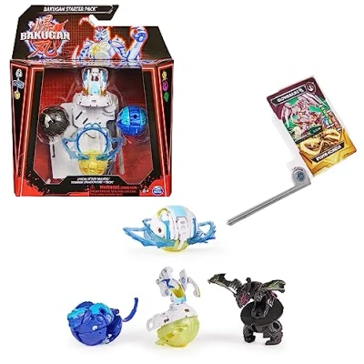 Bild av BAKUGAN 2023 startpaket med 3 bollar, individuellt monterade actionfigurer karaktärskort för samling, olika varianter, barn från 6 år