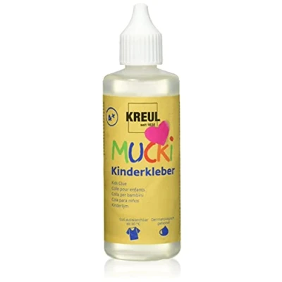 Bild av KREUL 24382 Mucki barnlim, 80 ml flaska, vattenlöslig, lösningsmedelsfri, PVC fri, luktfri, universellt användbar, parabenfri, glutenfri, laktosfri, vegansk, tvättbar, glasklar