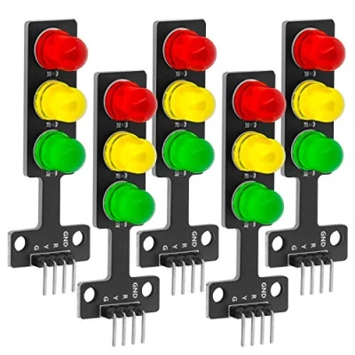 Bild av AZDelivery 5 x LED trafikljusmodul Kreativ DIY mini trafikljus 3.3 5V 8mm kompatibel med Arduino och Raspberry Pi inklusive E bok!