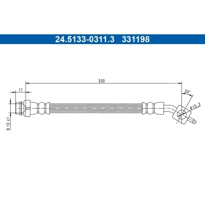 Bild av ATE 24.5133 0311.3 Flexible De Frein 330 M10x1 VOLVO: V70 3, S60 II, S80 FORD: S Max Mk1