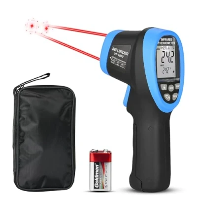 Bild av Digital Laser Infraröd Termometer ( 58℉ 3272℉), INFURIDER YF 1800 Kontaktlös Pistol DS=50:1, IR Pyrometer med Justerbar Emissivitet,Lasertermometer för Smidesindustrin
