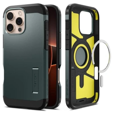 Bild av Spigen Tough Armor (AI) MagFit Skal Kompatibel med iPhone 16 Pro Case Fodral Grön