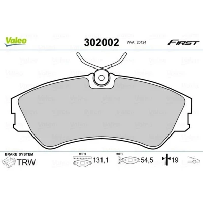 Bild av VALEO 302002 Jeu de plaquettes frein Essieu avant contact signal d&#039;usure exclu sans tôle anti bruit VOLKSWAGEN: Transporter 4 Bus,