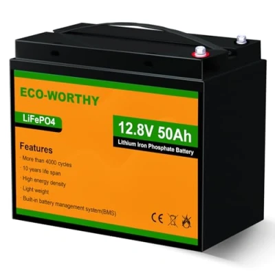 Bild av ECO WORTHY LiFePO4 batteri, 12 V, 50 Ah med A BMS skydd och 4 000 cykler, 6 40 Wh litiumbatteri V för trolling motor, båt