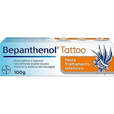 Bild av Bepanthenol Tatueringspasta Intensiv Behandling, Kräm Body Tatuering med Panthenol, Fuktgivande Tatueringskräm som skyddar, lindrar och regenererar huden, bevarar tatueringens skönhet, 100 g