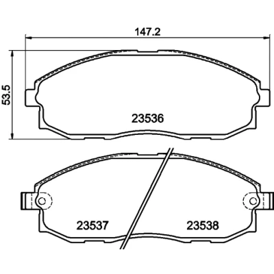 Bild av HELLA 8DB 355 009 381 Jeu de plaquettes frein avec indicateur d&#039;usure HYUNDAI: H 1 / Satellite MPV, Сamion à Plateau/Сhâssis, Van