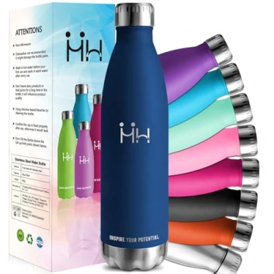 Bild av HoneyHolly Termisk flaska, 18/8 Rostfritt stål Flaska 1 000 ml BPA fri vattenflaska Gym, Isolerad Undervatten, Droppsäker, Termosflaska, för Skolan, Sport, Kontor