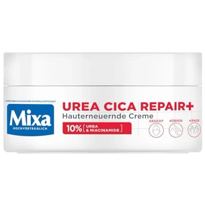 Bild av Mixa högkoncentrerad fuktkräm för ansikte, kropp och händer, torr sprucken hud, med Urea niacinamider, Cica Repair+, 150 ml