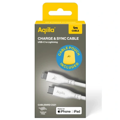 Bild av Aqiila Cablebird CS21 USB C Lightning 30W silikon 1m vit