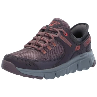 Bild av Skechers dam Summits at, Burgundy Synthetic/Mesh/Multi trim, 5 UK, Bourgogne syntetiskt nät multi 38 EU