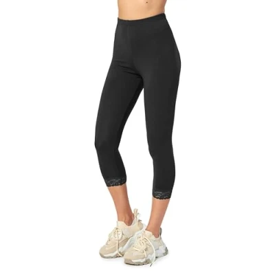 Bild av Merry Style Dam Leggings 3/4 med Spets MS10 224 (Svart, M)