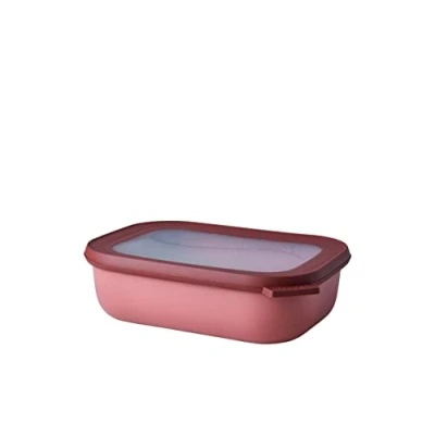 Bild av Mepal Multi Bowl Cirqula Rectangular Plastbehållare med lock Lämplig som lufttät behållare för kylskåp, mikrovågsugn, serveringsskål Köksskålar 1 000 ml Levande mauve
