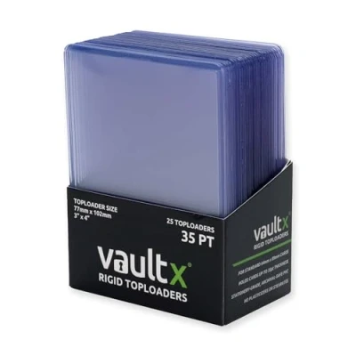 Bild av Vault x Premium extra tjocka sömlösa toppmatare 35 pt 3 tum 4 styva korthållare för samlarkort och sportkort (25 pack)