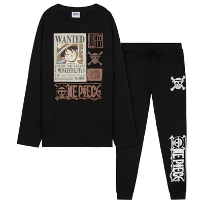 Bild av One Piece Pyjamas 2 delat set, byxor och t shirt för barn 7 14 år, presenter pojke jul, svart, 11 12 år