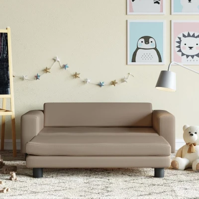 Bild av VidaXl Barnsoffa Med Fotpall Cappuccino 100X50X30 Cm Konstläder