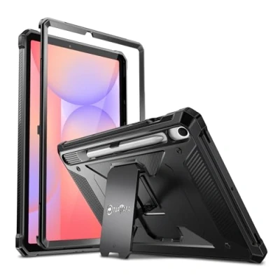 Bild av FINTIE Stötsäkert fodral till Samsung Galaxy Tab S9 FE 10,9 tum/Galaxy 11 tum 2023, Tuatara Rugged Unibody Hybrid fullt skyddande stötfångare ställ skydd inbyggt skärmskydd, svart
